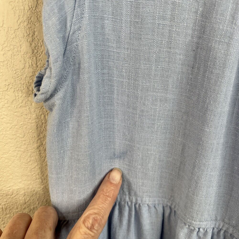 New In Women’s Light Blue Mini Tiered Ruffle Classic Coastal Small Sleeveless - Picture 9 of 16